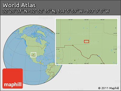 Savanna Style Location Map of the Area around 32° 36' 26" N, 103° 37' 30" W