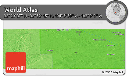 Political Panoramic Map of the Area around 32° 36' 26" N, 103° 37' 30" W