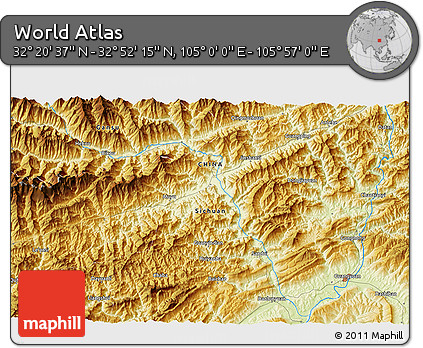 Physical 3D Map of the Area around 32° 36' 26" N, 105° 28' 29" E
