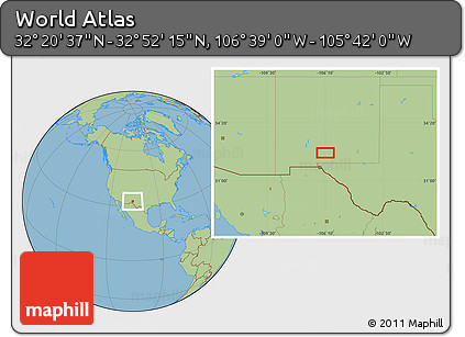 Savanna Style Location Map of the Area around 32° 36' 26" N, 106° 10' 30" W