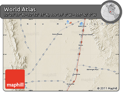 Shaded Relief Map of the Area around 32° 36' 26" N, 106° 10' 30" W