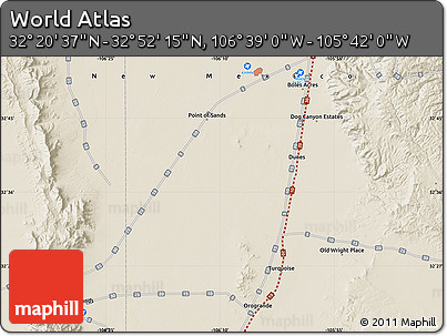 Shaded Relief Map of the Area around 32° 36' 26" N, 106° 10' 30" W