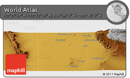 Physical Panoramic Map of the Area around 32° 36' 26" N, 106° 10' 30" W