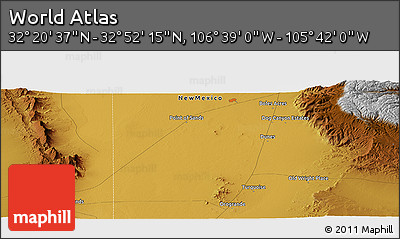 Physical Panoramic Map of the Area around 32° 36' 26" N, 106° 10' 30" W
