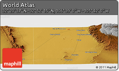 Physical Panoramic Map of the Area around 32° 36' 26" N, 106° 10' 30" W