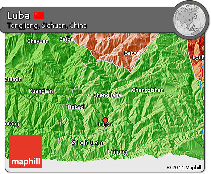 Political 3D Map of Luba