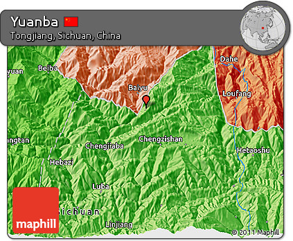 Political 3D Map of Yuanba