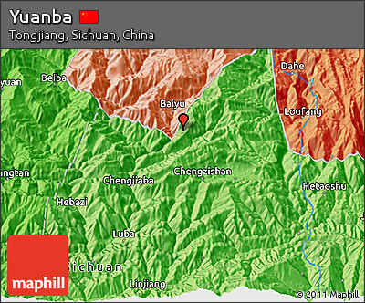 Political 3D Map of Yuanba