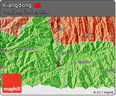 Political 3D Map of Xiangdong