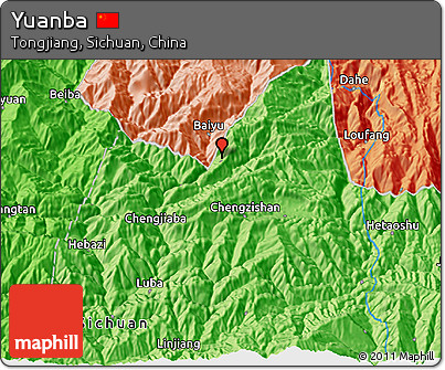 Political 3D Map of Yuanba