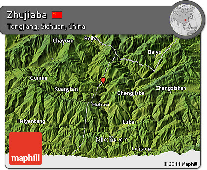 Satellite 3D Map of Zhujiaba