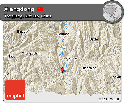 Shaded Relief 3D Map of Xiangdong