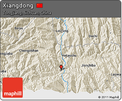 Shaded Relief 3D Map of Xiangdong