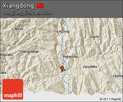Shaded Relief 3D Map of Xiangdong