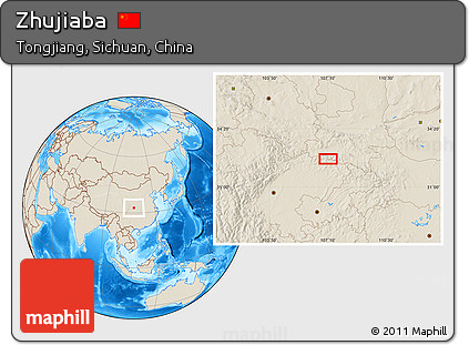 Shaded Relief Location Map of Zhujiaba