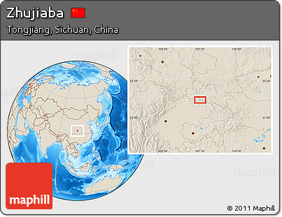 Shaded Relief Location Map of Zhujiaba