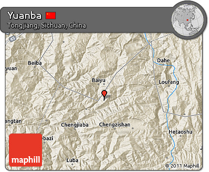 Shaded Relief Map of Yuanba