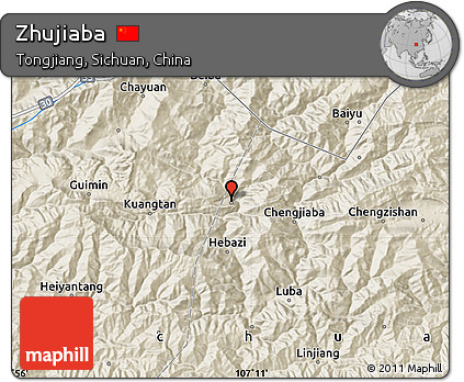 Shaded Relief Map of Zhujiaba