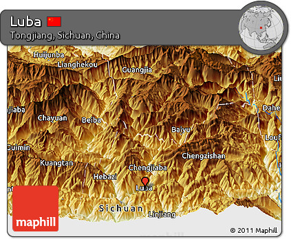Physical Panoramic Map of Luba