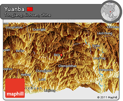 Physical Panoramic Map of Yuanba