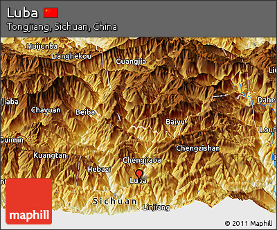 Physical Panoramic Map of Luba
