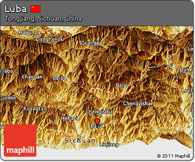 Physical Panoramic Map of Luba