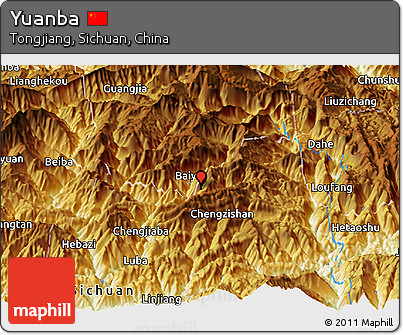 Physical Panoramic Map of Yuanba