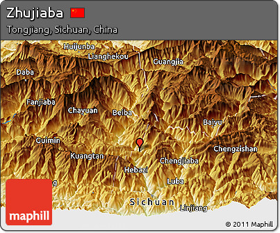 Physical Panoramic Map of Zhujiaba