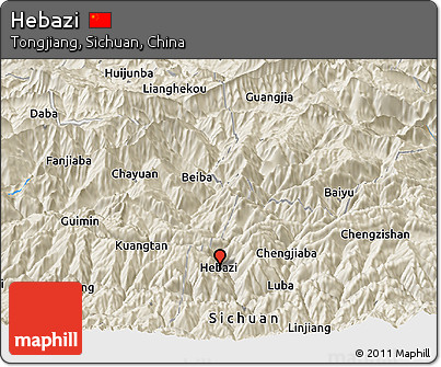 Shaded Relief Panoramic Map of Hebazi