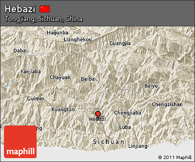 Shaded Relief Panoramic Map of Hebazi