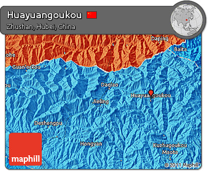 Political 3D Map of Huayuangoukou
