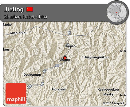 Shaded Relief Map of Jieling