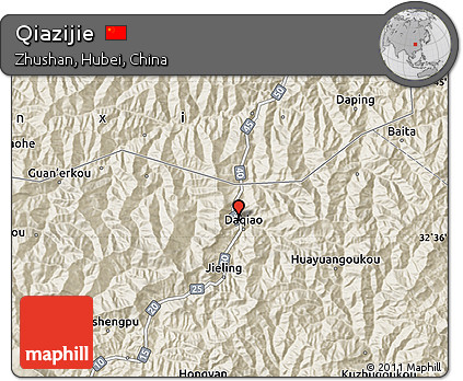 Shaded Relief Map of Qiazijie
