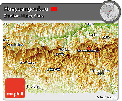 Physical Panoramic Map of Huayuangoukou