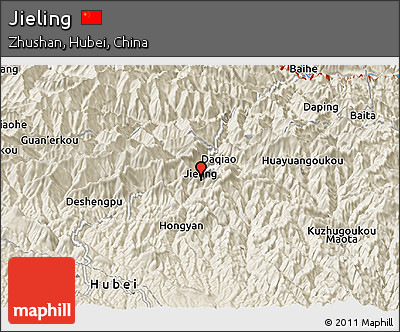 Shaded Relief Panoramic Map of Jieling