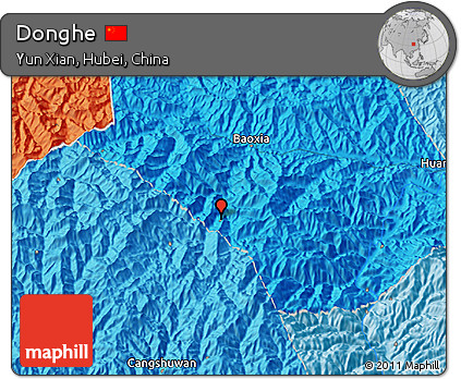 Political 3D Map of Donghe