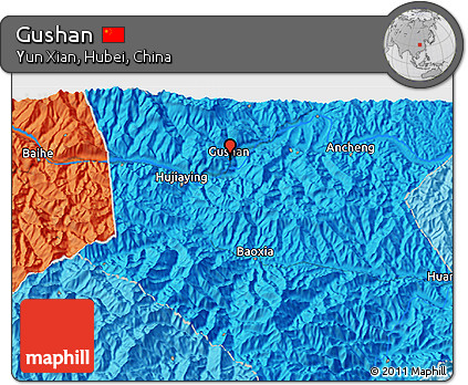 Political 3D Map of Gushan