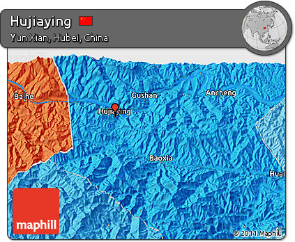 Political 3D Map of Hujiaying