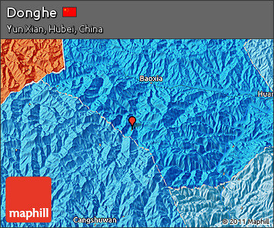 Political 3D Map of Donghe