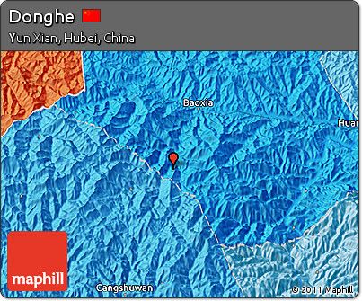 Political 3D Map of Donghe