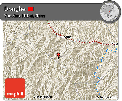 Shaded Relief 3D Map of Donghe