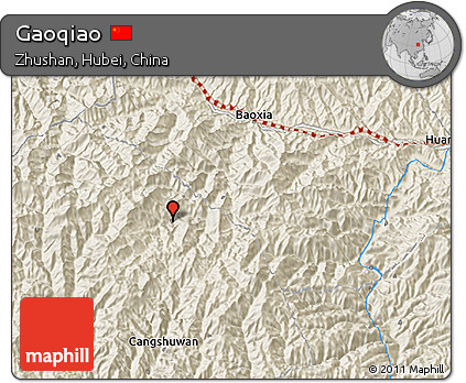 Shaded Relief 3D Map of Gaoqiao
