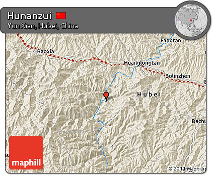 Shaded Relief 3D Map of Hunanzui