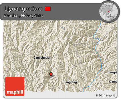 Shaded Relief 3D Map of Liyuangoukou