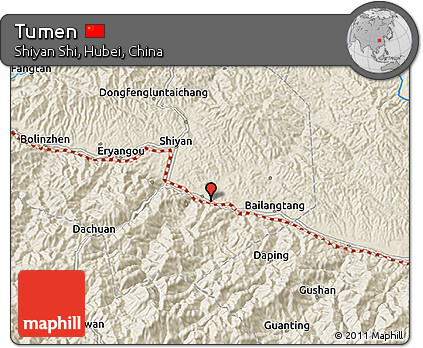 Shaded Relief 3D Map of Tumen