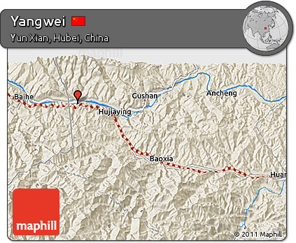Shaded Relief 3D Map of Yangwei