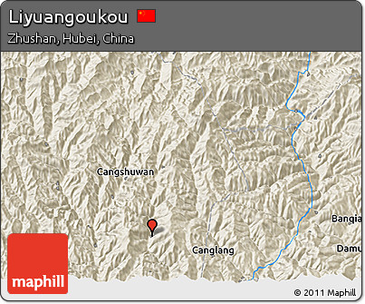 Shaded Relief 3D Map of Liyuangoukou