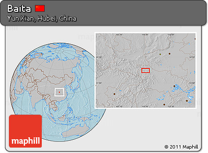 Gray Location Map of Baita, hill shading