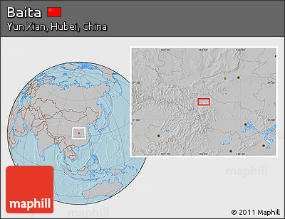 Gray Location Map of Baita, hill shading
