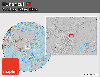 Gray Location Map of Hunanzui, hill shading